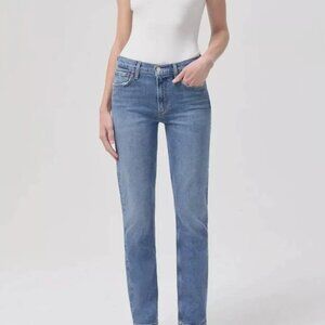AGOLDE Lyle Low Rise Stretch Straight Leg Jeans in Hour Size 28